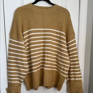 Striped Tan and White Women's Sweater
